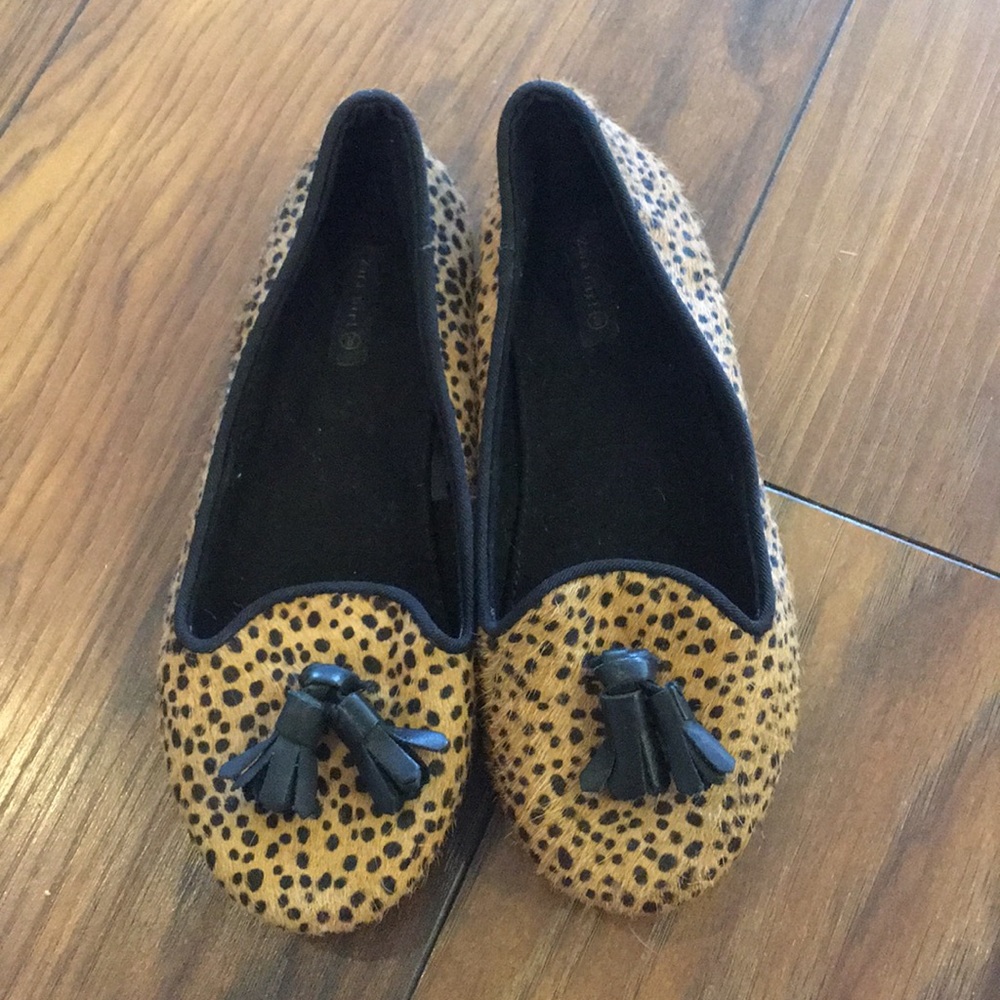 Zara Girls Leopard tassel loafers size 28